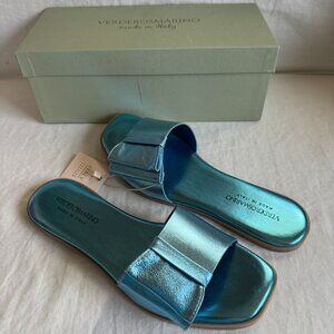 NIB Verde Rosmarino Metallic Leather Sandal, Made in Italy, sz 39